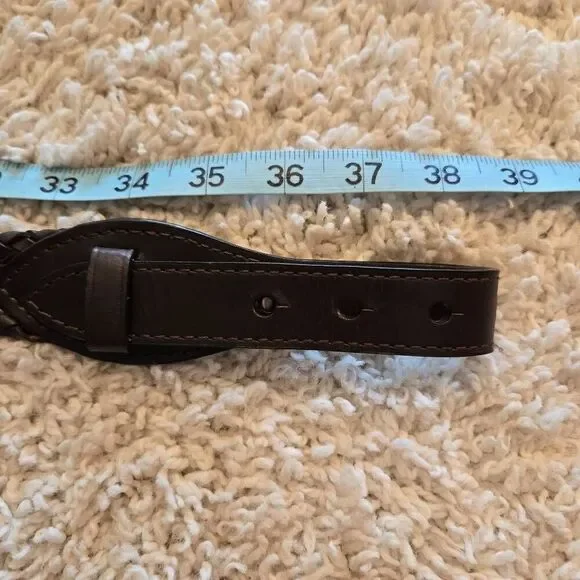 Braided Rope Leather Belt Brown Silver XL - Picture 7 of 7